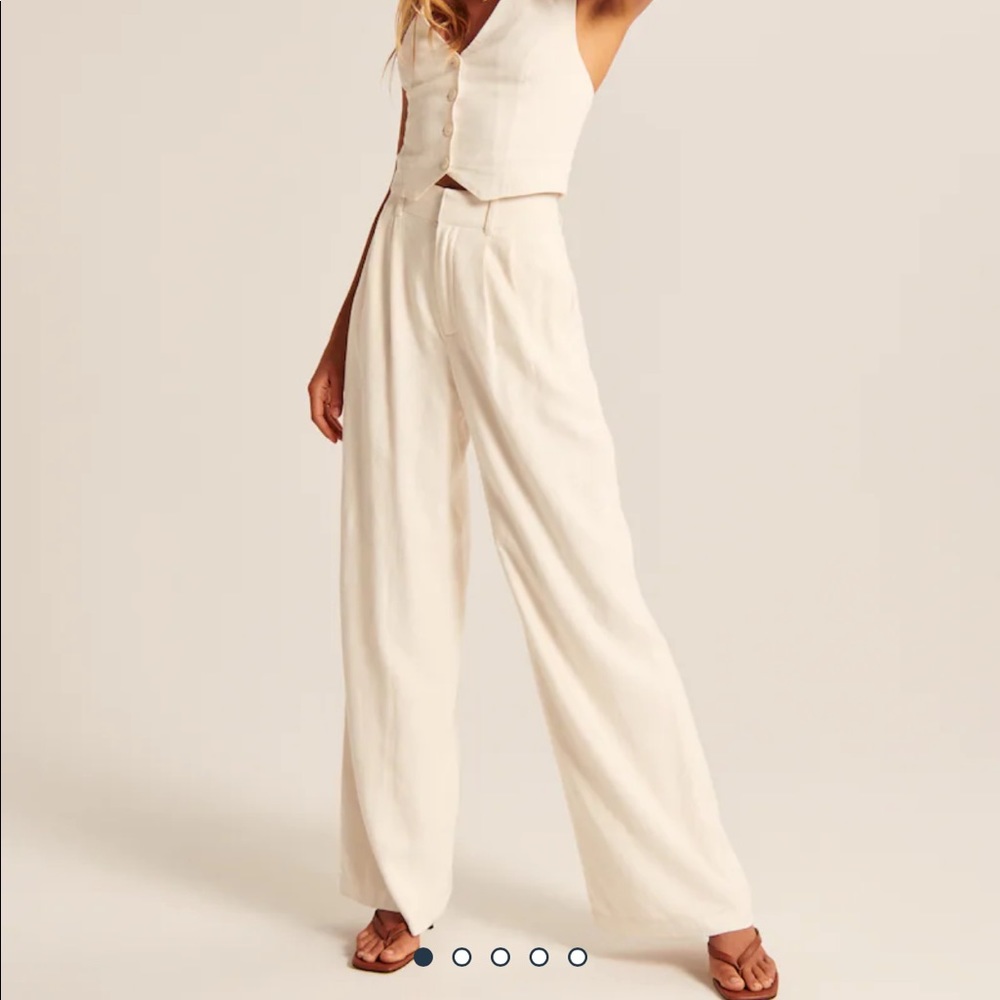 ISO Abercrombie Tailored Linen-Blend Wide Leg pants
